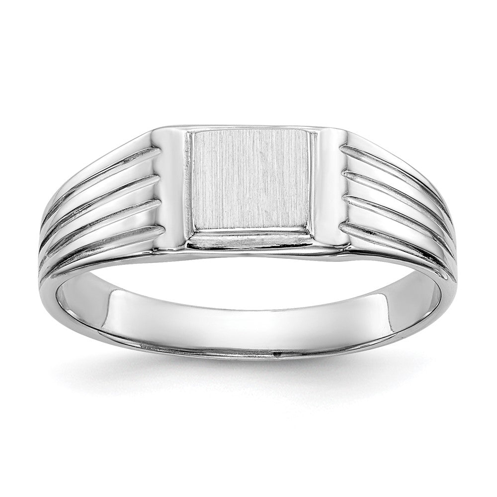 14k White Gold 5.25x5.0mm Open Back Childs Square Signet Ring