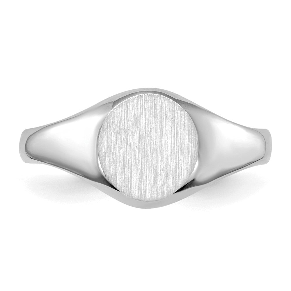 14k White Gold 8.0x8.0mm Closed Back Childs Round Signet Ring