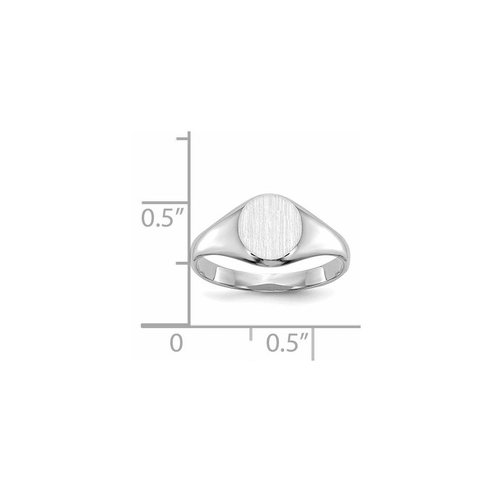 14k White Gold 8.0x8.0mm Closed Back Childs Round Signet Ring