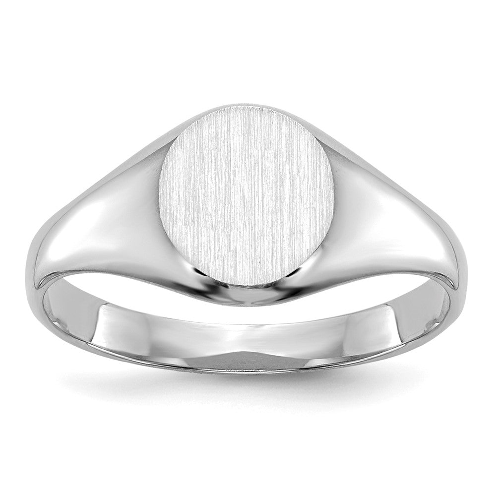 14k White Gold 8.0x8.0mm Closed Back Childs Round Signet Ring