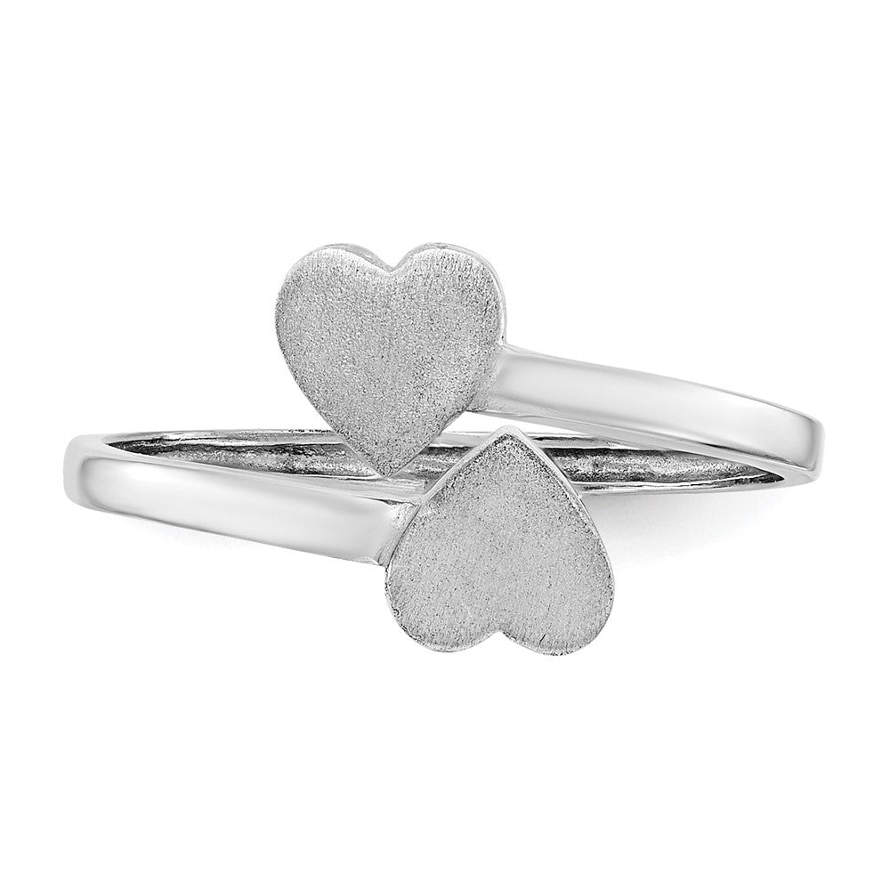 14k White Gold Double Heart Toe Ring