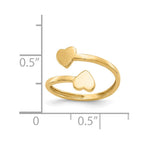 14k Double Heart Toe Ring