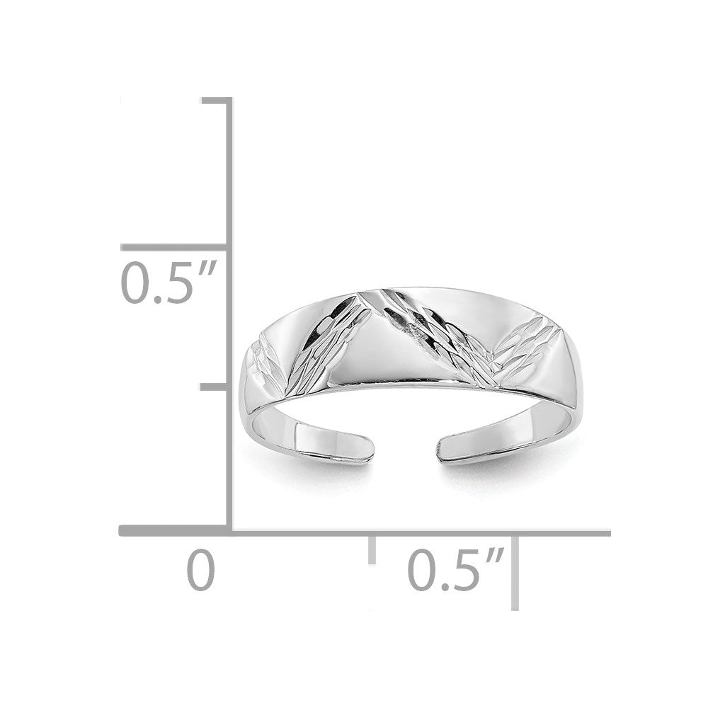14k White Gold Diamond-cut Fancy Toe Ring