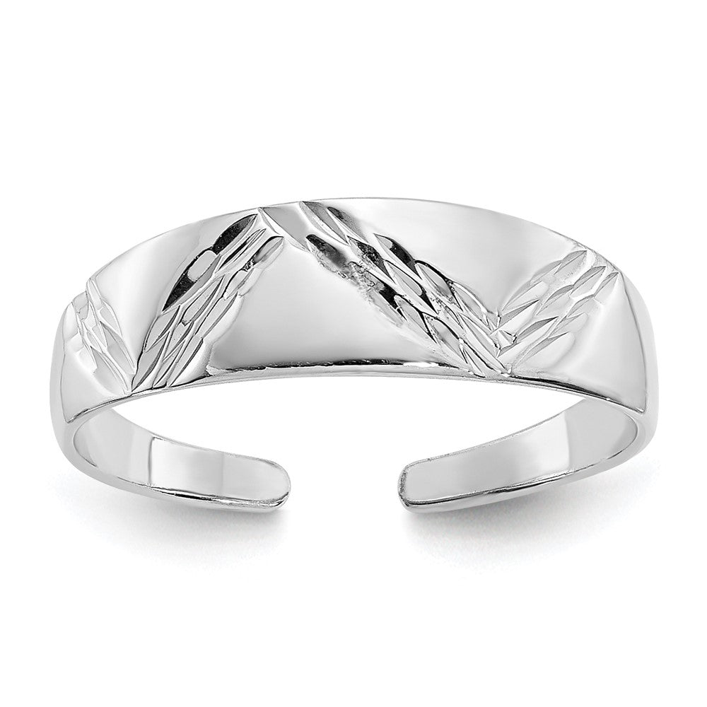 14k White Gold Diamond-cut Fancy Toe Ring
