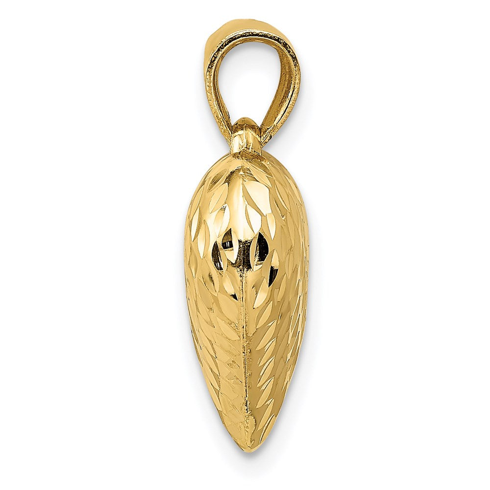 14K Polished and Textured 3-D Puffed Heart Pendant