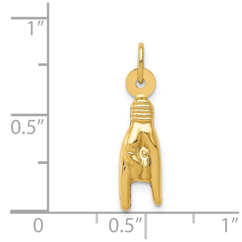 14K 3-D Rock On Sign Charm