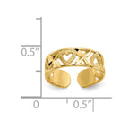 14k Diamond-cut X-and-Heart Toe Ring