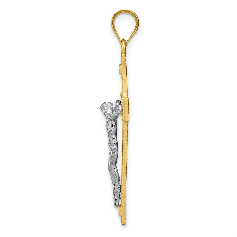 14k Two-tone INRI Crucifix Pendant