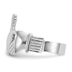 14k White Gold Mens Polished Claddagh Ring