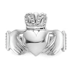 14k White Gold Mens Polished Claddagh Ring