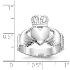 14k White Gold Mens Polished Claddagh Ring