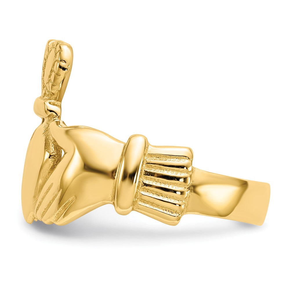 14k Mens Polished Claddagh Ring