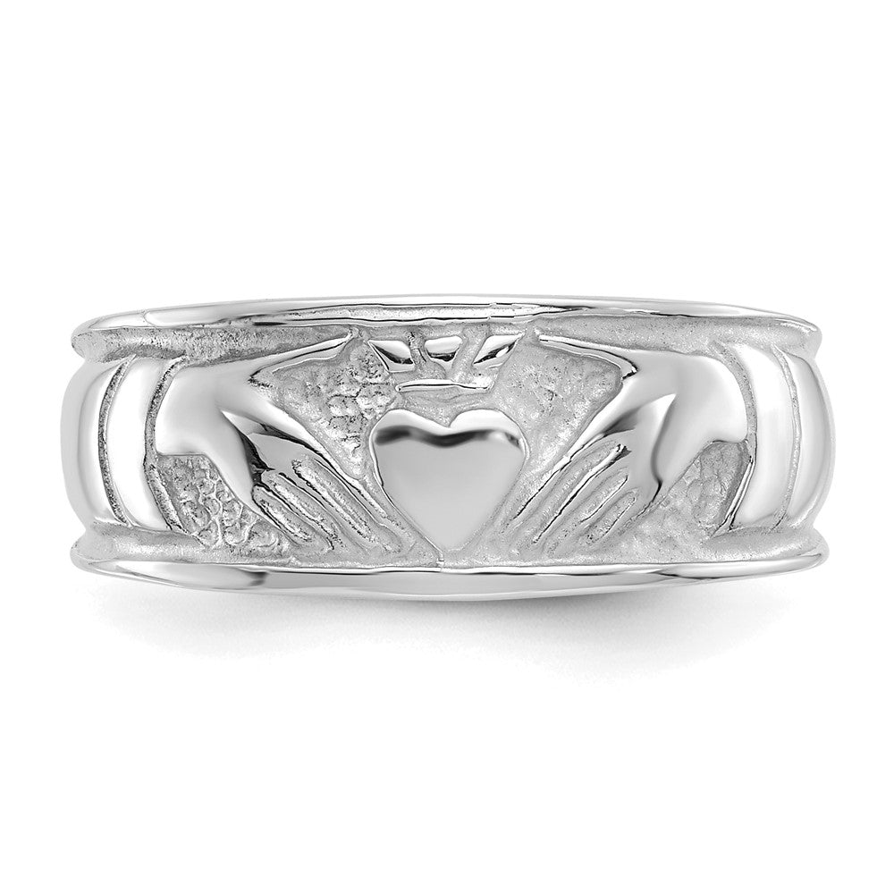 14k White Gold Ladies Polished Claddagh Band