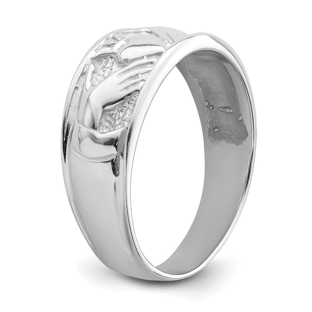 14k White Gold Ladies Polished Claddagh Band