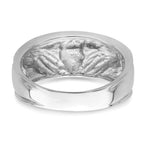 14k White Gold Mens Polished Claddagh Band