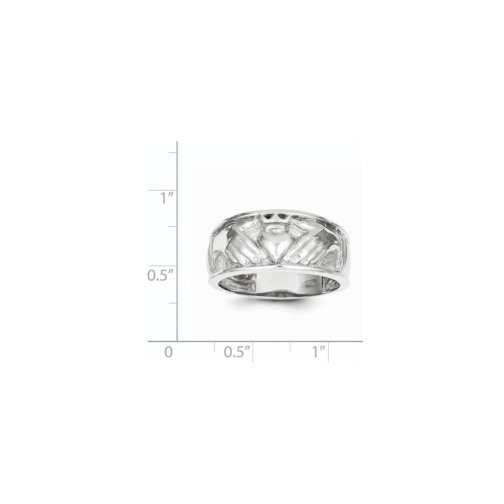 14k White Gold Mens Polished Claddagh Band