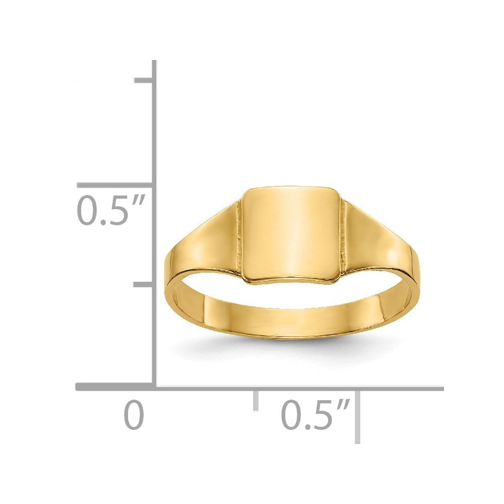 14k Polished 6.5x6.5mm Closed Back Childs Square Signet Ring