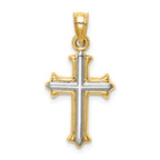 14k and White Rhodium Reversible Hollow Cross Pendant