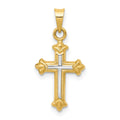 14k and White Rhodium Hollow Cross Charm