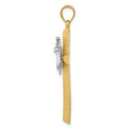 14k Two-tone Cross with Butterfly Pendant