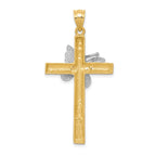 14k Two-tone Cross with Butterfly Pendant