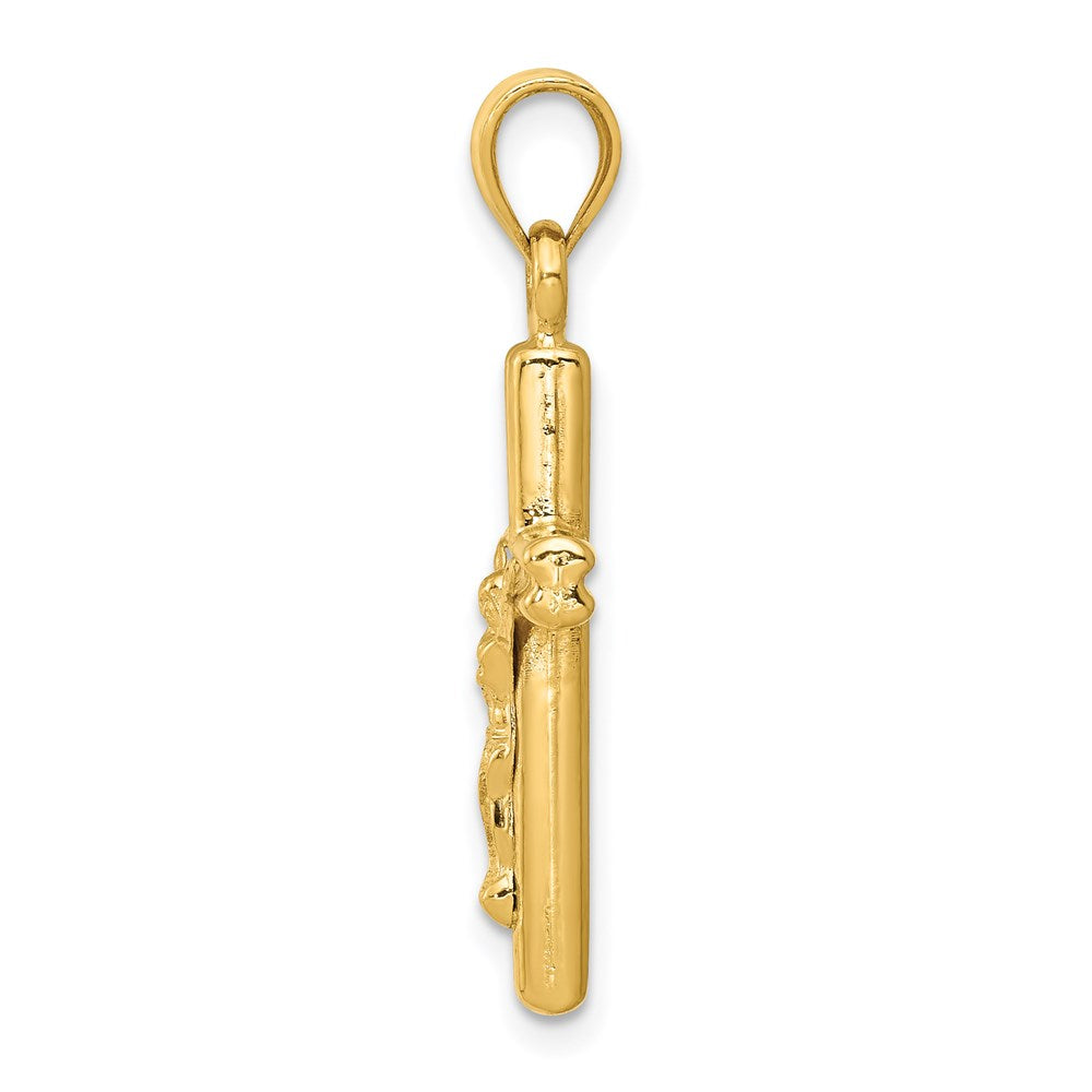 14K Hollow Crucifix Reversible to Cross Pendant