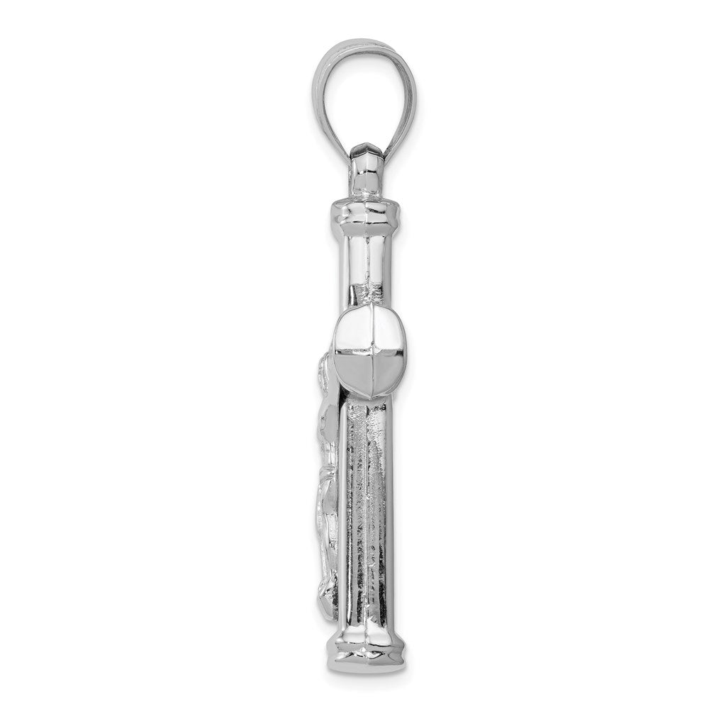 14K White Gold Hollow Crucifix Reversible to Cross Pendant