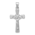 14K White Gold Hollow Crucifix Reversible to X-Center Cross Pendant