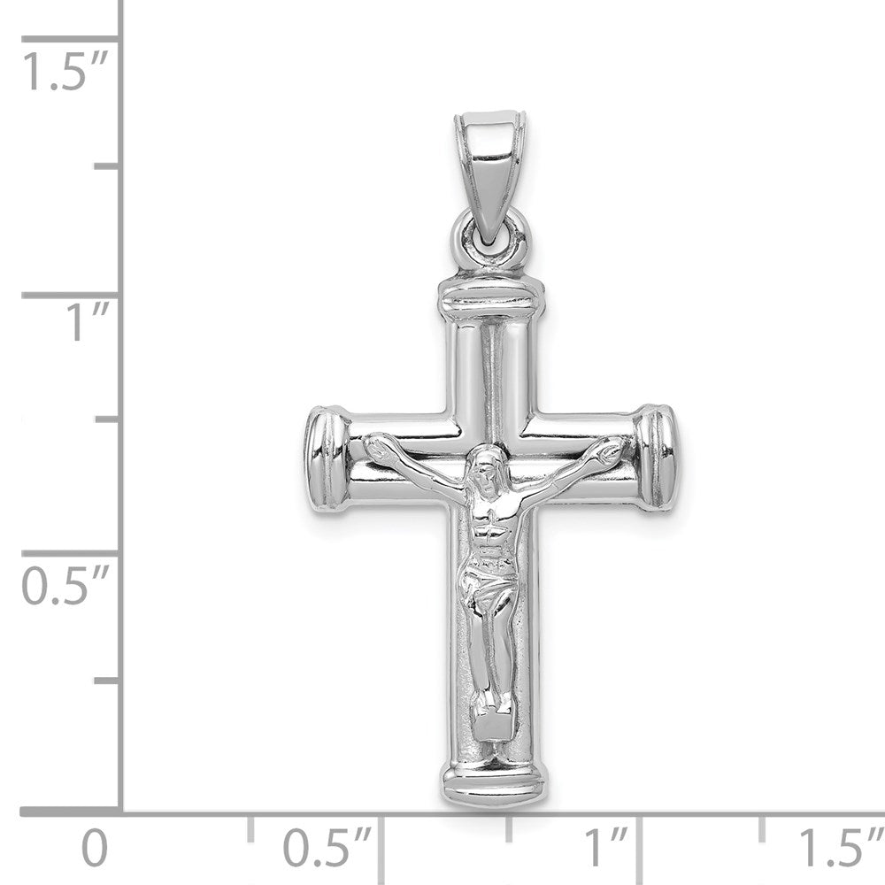 14K White Gold Hollow Crucifix Reversible to Cross Pendant