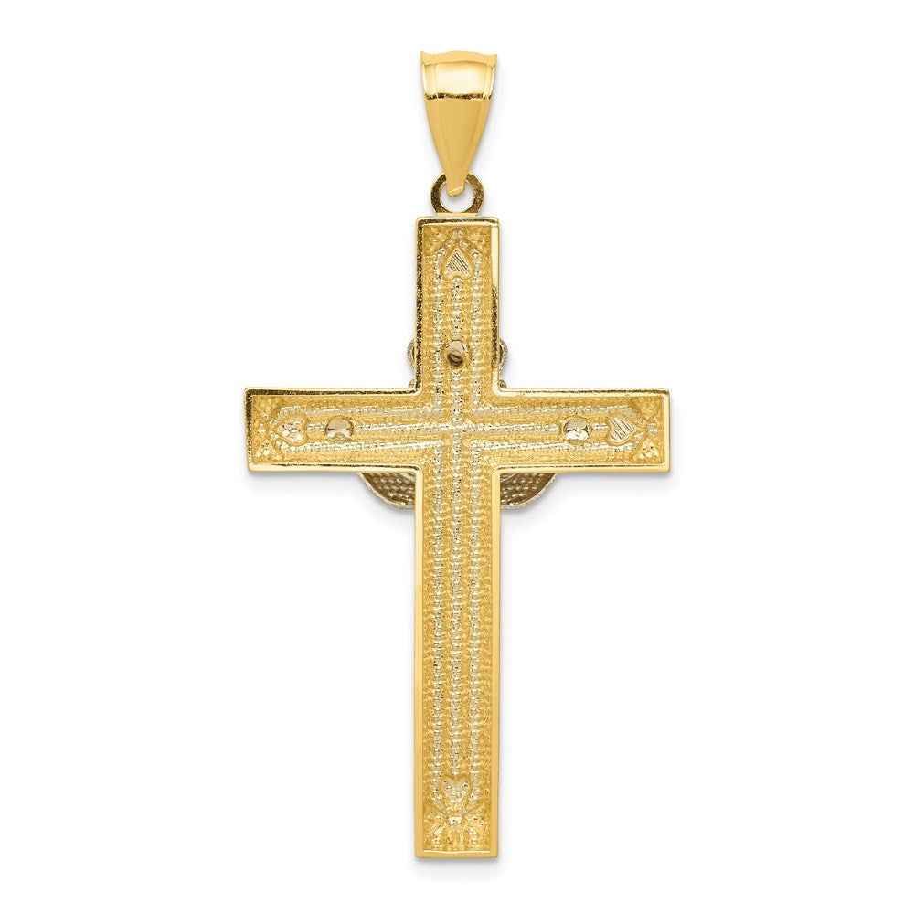 14k Two-tone Large Claddagh Cross Pendant