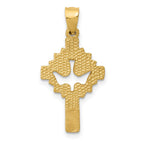 14k Satin Diamond-cut Dove Cross Charm