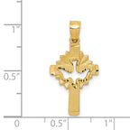 14k Satin Diamond-cut Dove Cross Charm