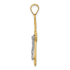 14K Two-tone Diamond-cut Crucifix Pendant