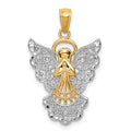 14k and White Rhodium Filigree Angel Pendant