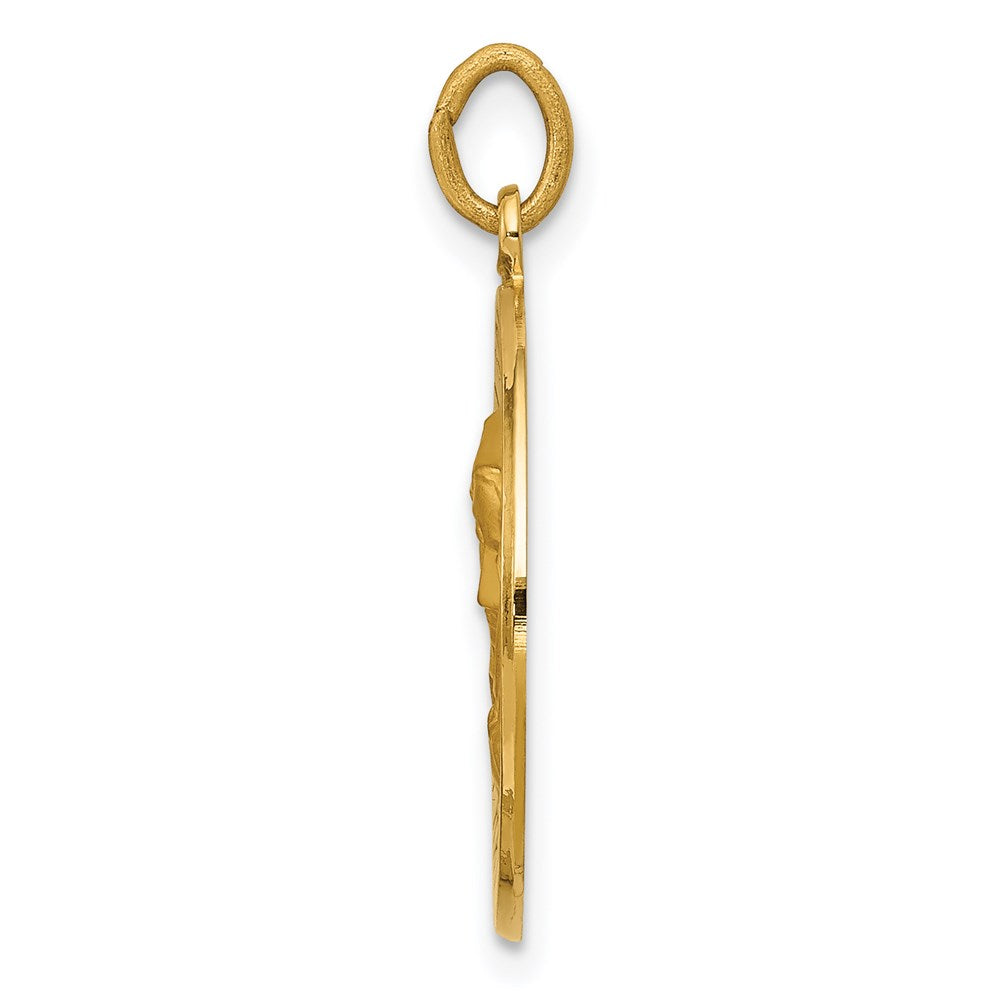 14k Polished and Satin Solid Our Lady of Sorrows Medal Round Pendant