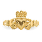 14K Satin and Diamond-cut Claddagh Ring