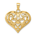 14K Polished 3-D Filigree Puffed Heart Pendant