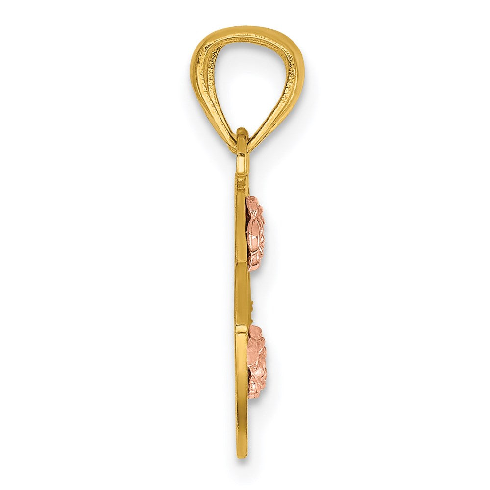 14k Two-tone BEST FRIENDS 2-Piece Break-Apart Heart Pendant