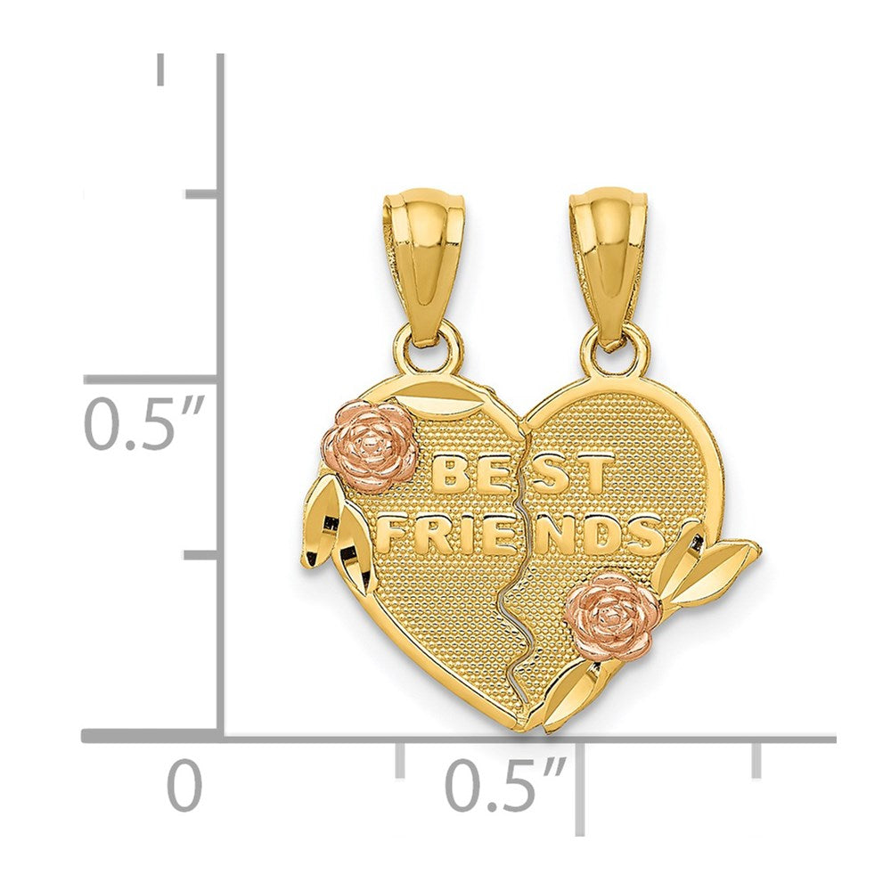 14k Two-tone BEST FRIENDS 2-Piece Break-Apart Heart Pendant