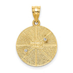 14k Two-tone Solid Satin Finish Flat Back Star of David Disc Charm