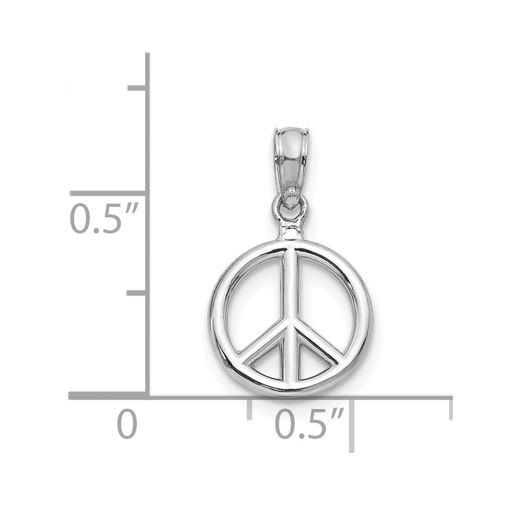 14K White Gold 3-D Polished Peace Symbol Pendant