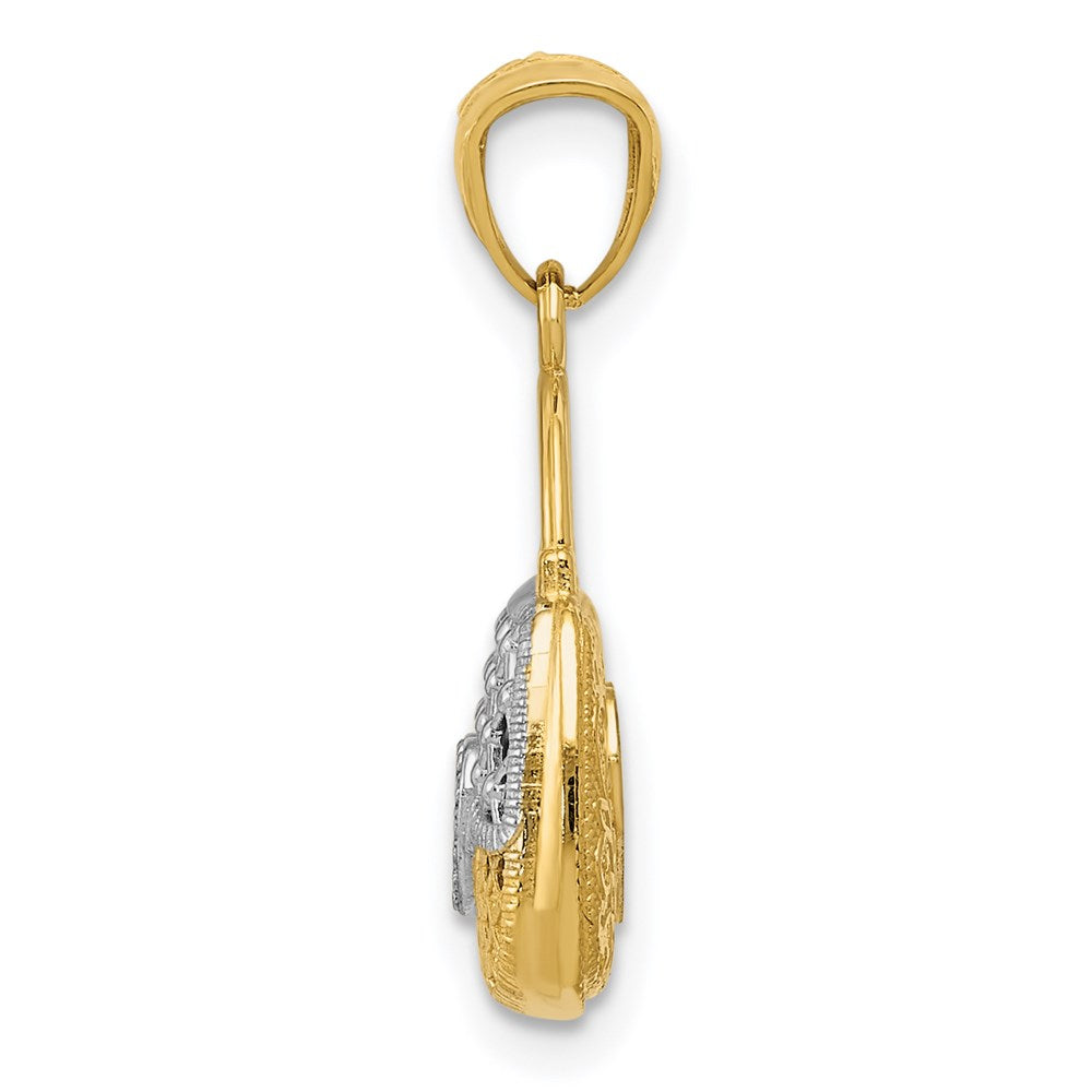 14K and White Rhodium 3-D Reversible Heart Handbag Pendant