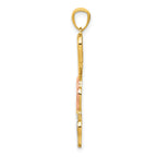 14K with Rose and White Rhodium Tumbling Hearts Pendant