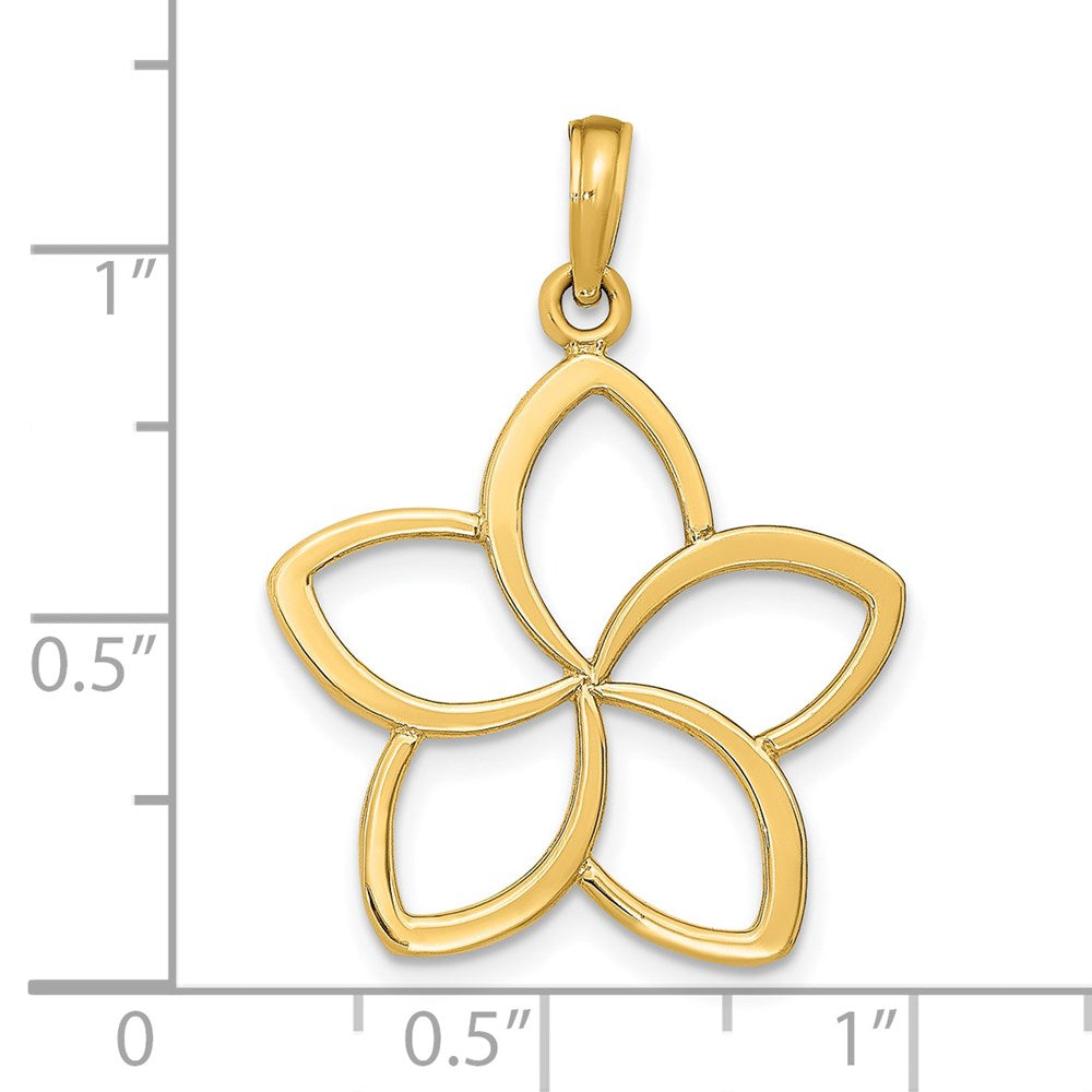 14k Polished Cut-out Plumeria Flower Pendant