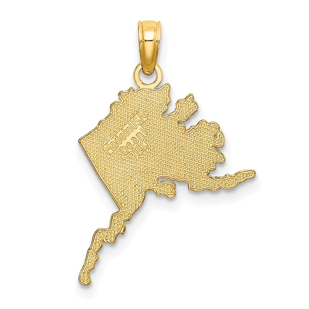 14k Polished and Textured ALASKA Map Charm