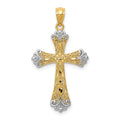 14K with White Rhodium Reversible with GOD LOVE Cross Pendant