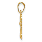 14K Polished and Textured Guardian Angel with Heart Pendant