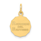 14k Polished and Satin Baptism Spanish Recuerdo Del Bautismo on Back Round Charm