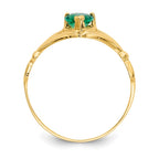 14k Green CZ Polished Claddagh Ring
