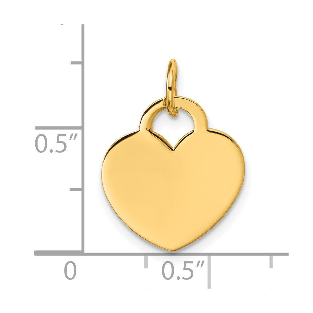 14K Polished Engravable 15mm Heart Disc Pendant